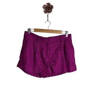 Diane von Furstenberg Naples Short Paisley Lace Roseberry Purple Size 6 Preppy